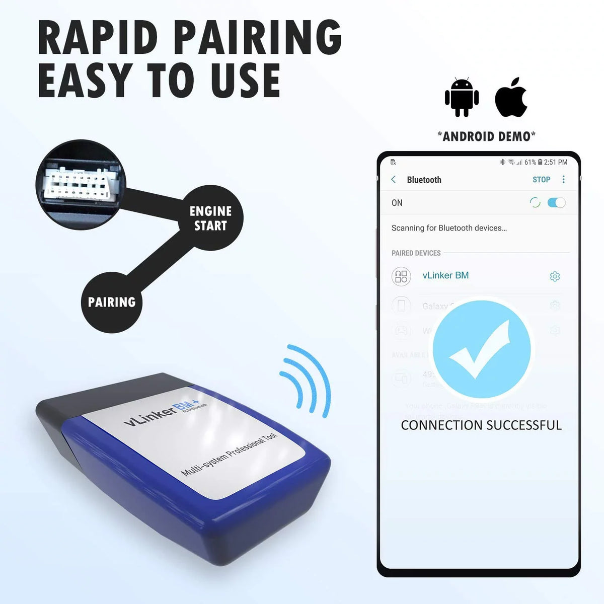 Vgate vLinker BM+ Bluetooth BLE OBD2 Scanner for /Mini, Works with iPhone & Android Unlock Car Hidden Features in BimmerCode, OBD II Diagnostic Tool