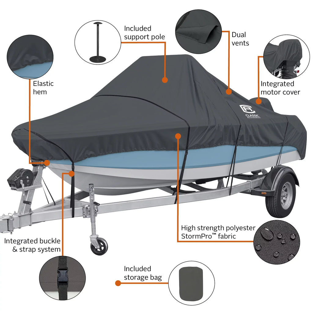 Classic Accessories StormPro Heavy-Duty Center Console craft wrap, Fits boats 16 - 18.5 ft long x 98 in wide
