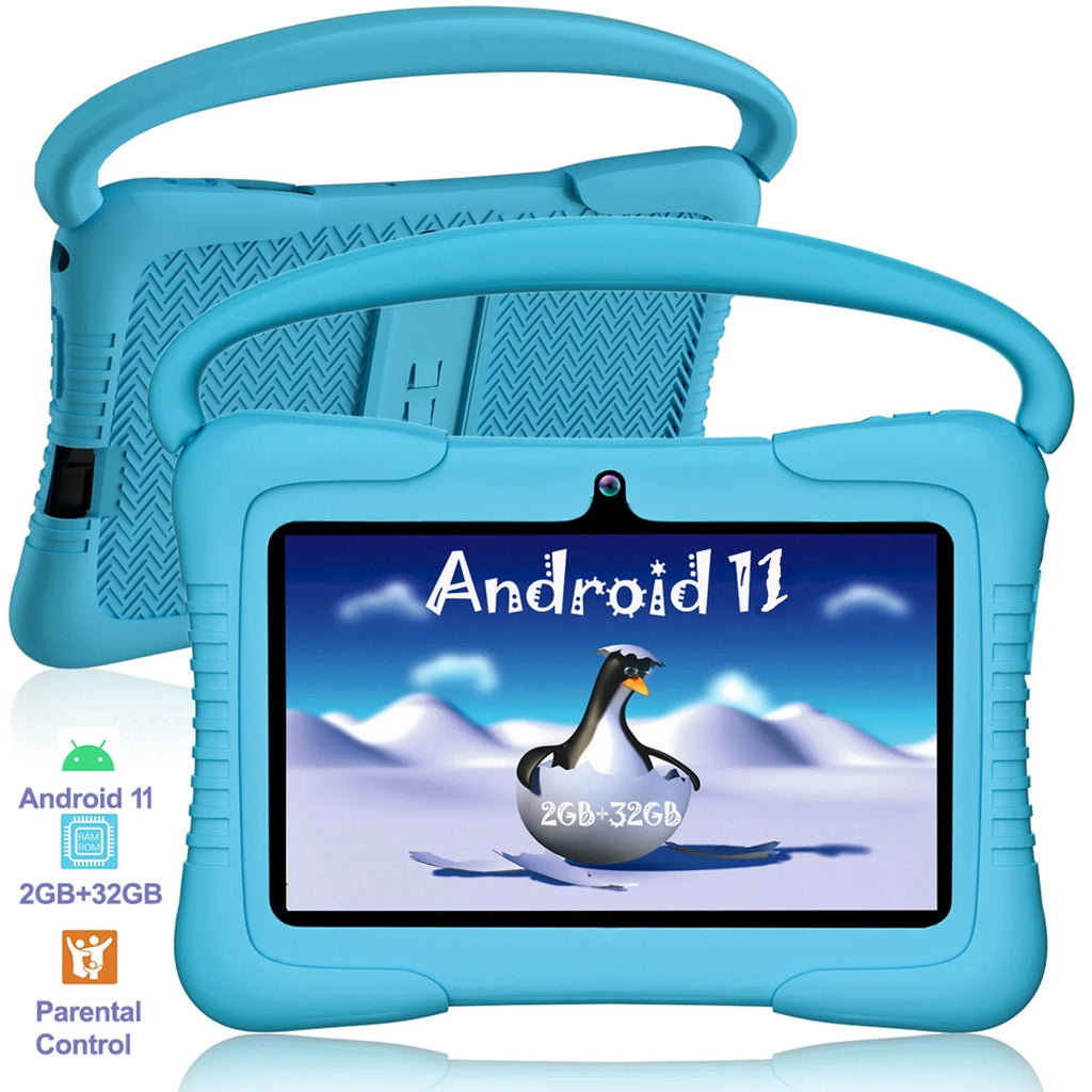 Antemper Kids Tablet,7 inch Tablet,32GB ROM Storage,Kids Learning Tablet,Toddler Android 11 Tablet with Bluetooth,Wifi,Parental Control,Dual Camera,Google Play,Youtube Netflix Hulu,Blue