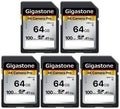 Gigastone 64GB 5-Pack SD Card V30 SDXC Memory Card High Speed 4K Ultra HD UHD Video matching with    Pentax Kodak Olympus  Digital Camera, with 5 Mini Cases-GS-SD-64GB-2-5PK-B