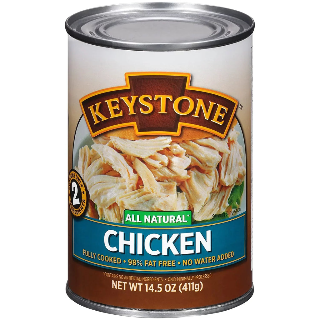 (12 Pack) Keystone All Natural Chicken 14.5 oz Can  Emergency Survival Food For Camping Hiking and Backpacking Ready to Eat- Pack of 12 Cans