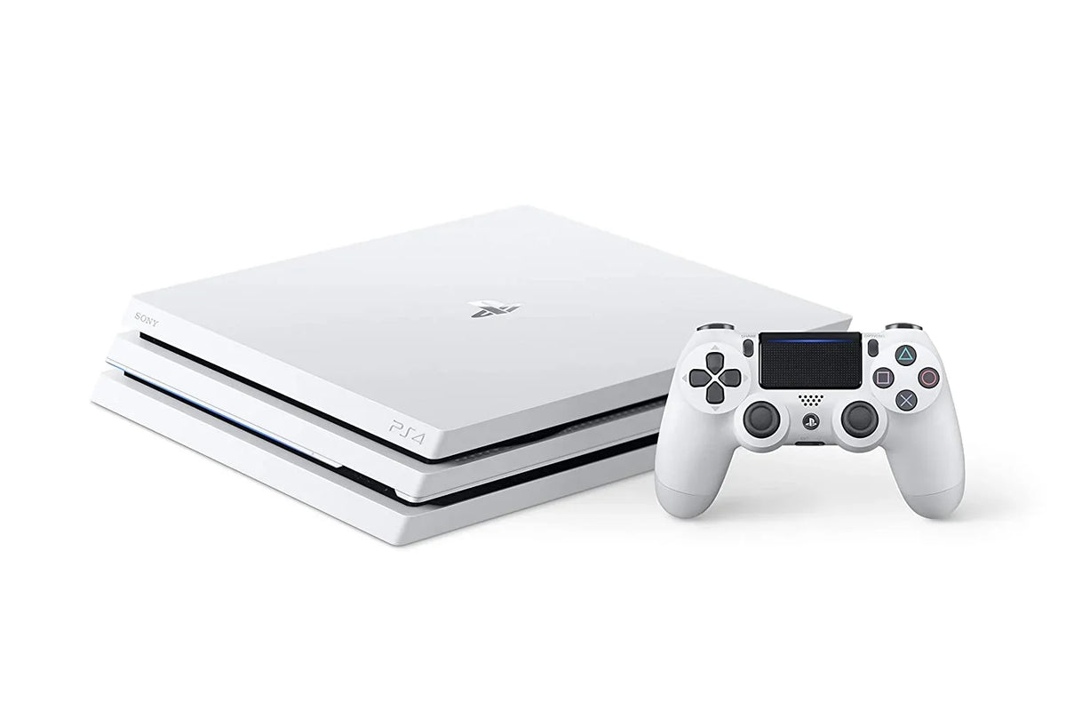 PlayStation 4 Original 500GB Matte White Gaming Console + Gaming Earbuds With Microphone BOLT AXTION Bundle Like New