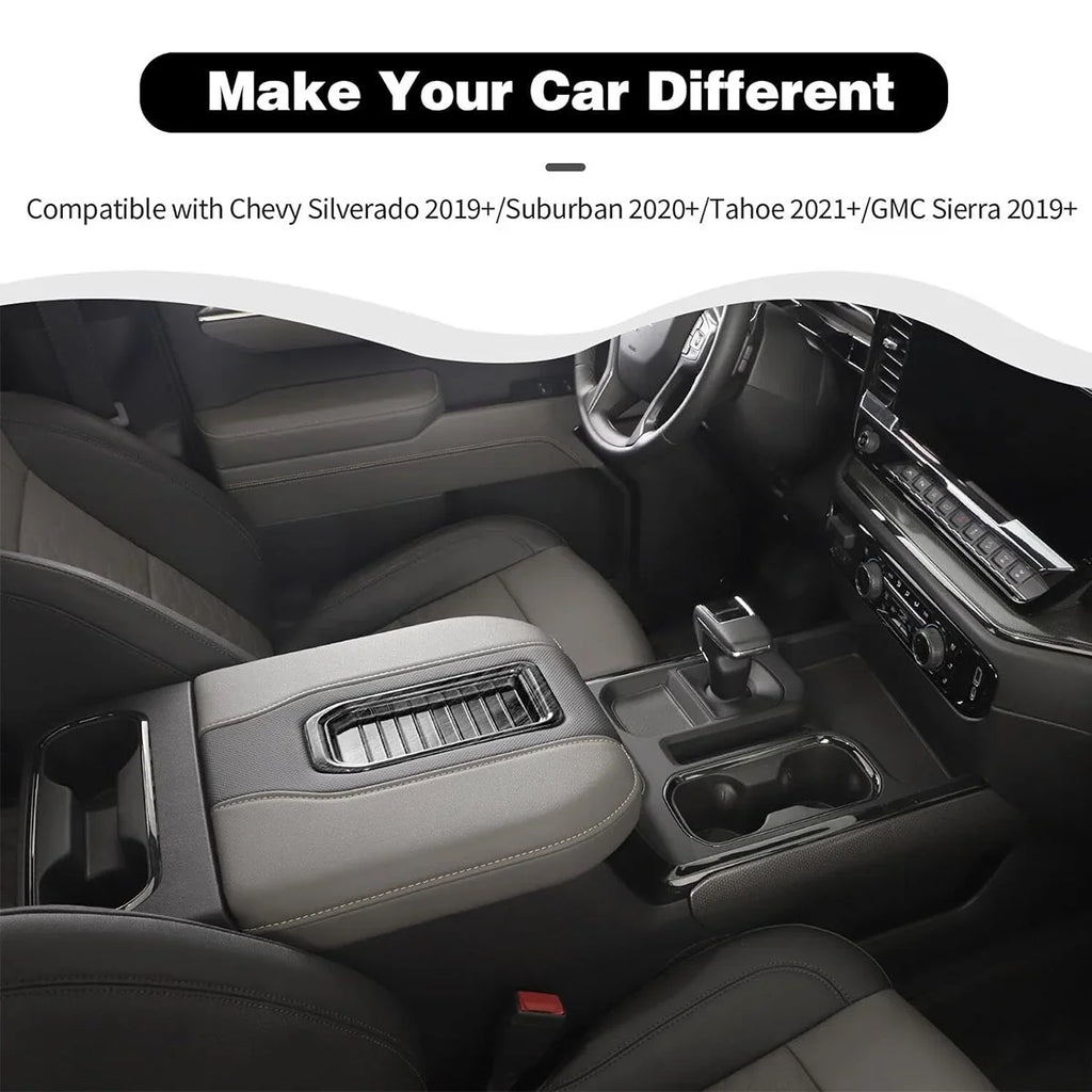 Center Armrest Storage Box Trim shield Fit For Chevy Silverado Suburban Tahoe SIERRA 2019 2020 2021 2022 Black Wood Grain