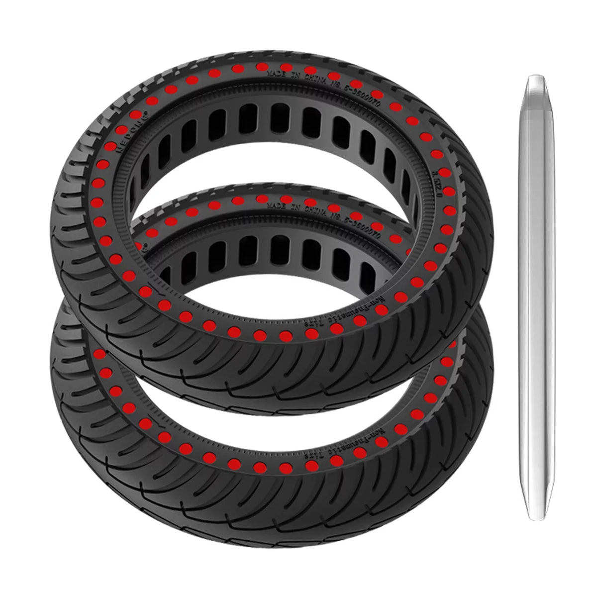 Tomshoo M365 E Tyre 2pcs 8.5 Inch Solid Rubber Tire Set with Mounting Tool for Puncture proof Riding