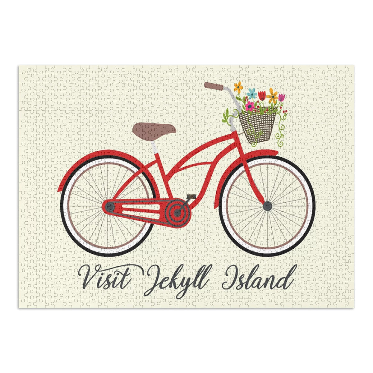 Visit Jekyll Island, Georgia, Beach Cruiser and Basket (1000 Piece Puzzle, Size 19x27, Challenging Jigsaw Puzzle for Adults and Family, Made in USA)