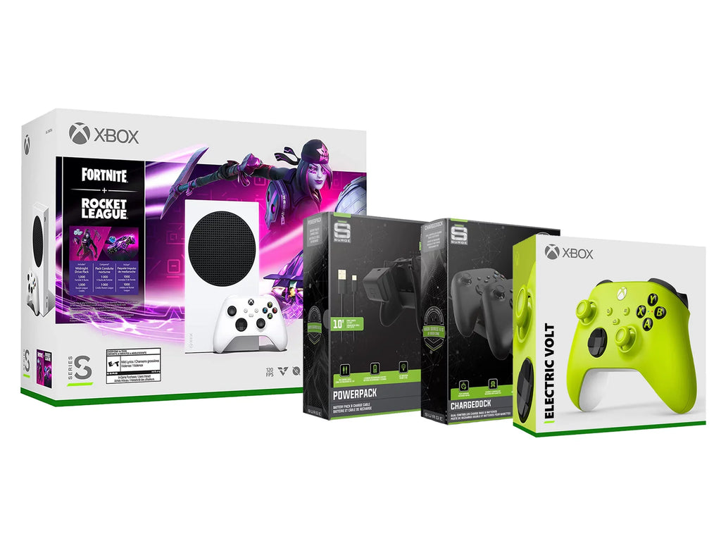 Xbox Series S Console Fortnite Rocket League with Extra Electric Volt Controller, Charge Cable/Battery and Dual Charge Dock