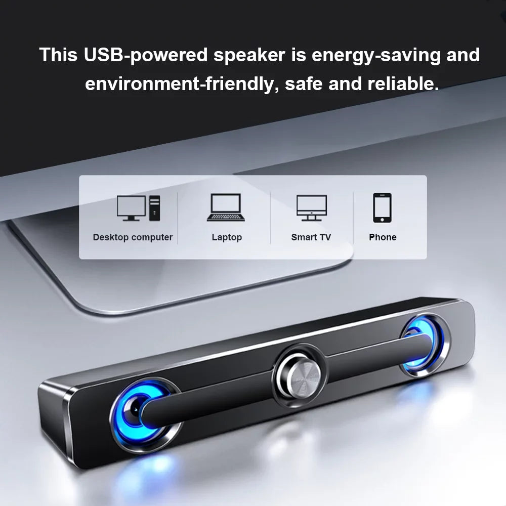 V-111 Computer Speaker USB Wired Powerful  Bar Stereo Subwoofer Bass Speaker Surround Sound Box for PC Laptop Phone Tablet MP3 MP4