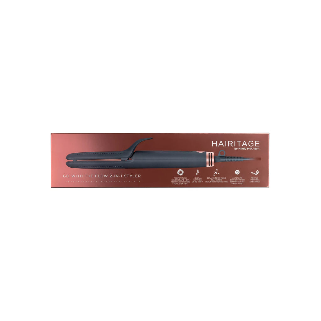 Hairitage Go With The Flow 2-in-1 Ceramic Tourmaline Gray Flat Iron Hair Straightener & Curling Iron Styling Tool