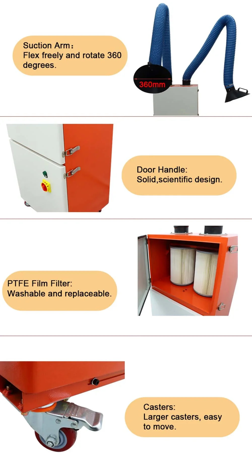 INTBUYING Mobile Welding Fume Extractor Smoke Purifier Dual Arm 220V