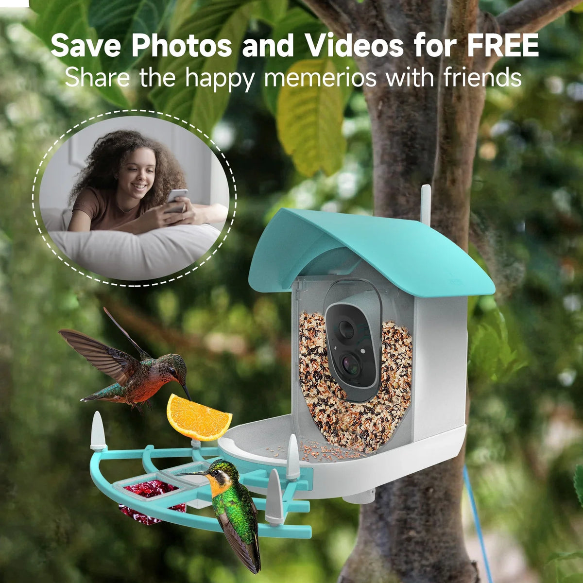 Arealer Surveillance camera,PirAi Camera Resolution Pir 1080pVideo Feeder With Camera Video Vico App Solar Powered Feeder Camera App Wifi 1080p Video Wifi Wireless Ai Species Owsoo