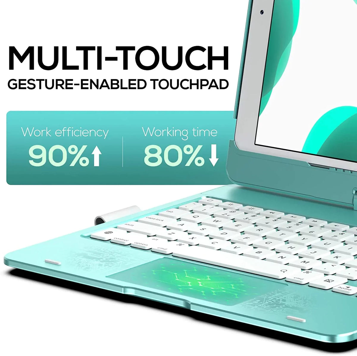 Typecase Keyboard Case with Trackpad for 10.2-inch iPad 9th Generation (2021), iPad 8th Generation (2020), 7th Gen, Air 3, Pro 10.5, Backlit Wireless Protective Slim wrap with Pencil Holder (Seafoam)