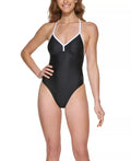 DKNY BLACK T-Back One-Piece Swimsuit, US Medium