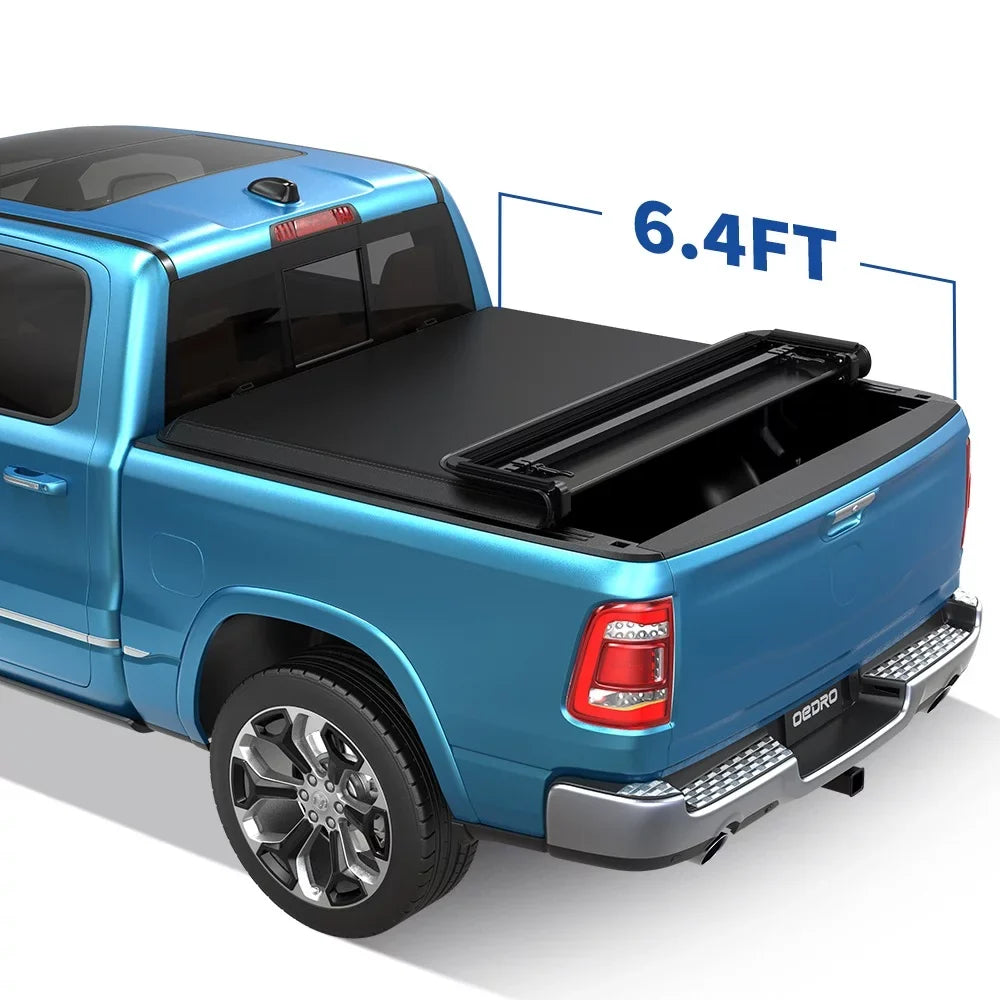 Ledkingdomus 6.4 ft Soft Fold Tonneau shield Truck Bed Covers for 02-23 Dodge Ram 1500/Ram 2500 3500