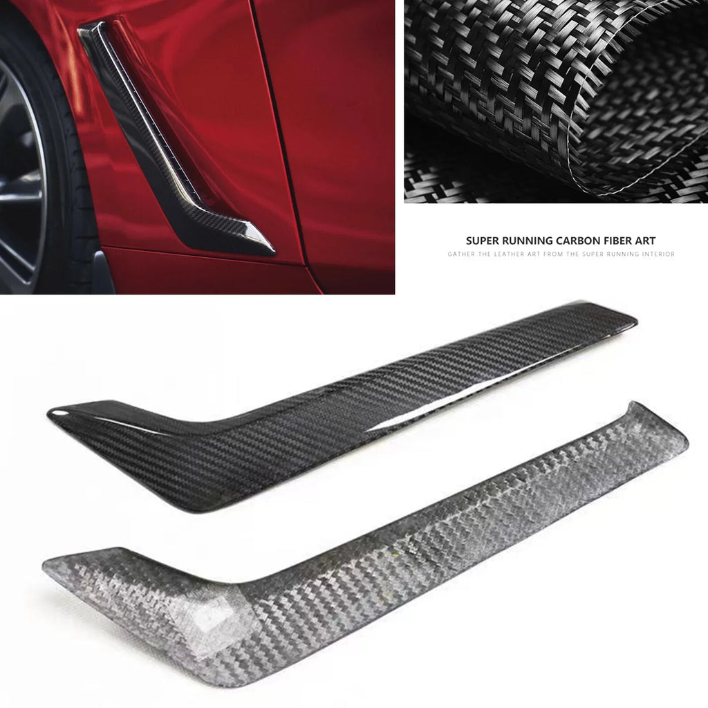 Side Fender Air Vent protector Kit For Infiniti Q60 Q60S 2015-2022 2019  Black Carbon Fiber