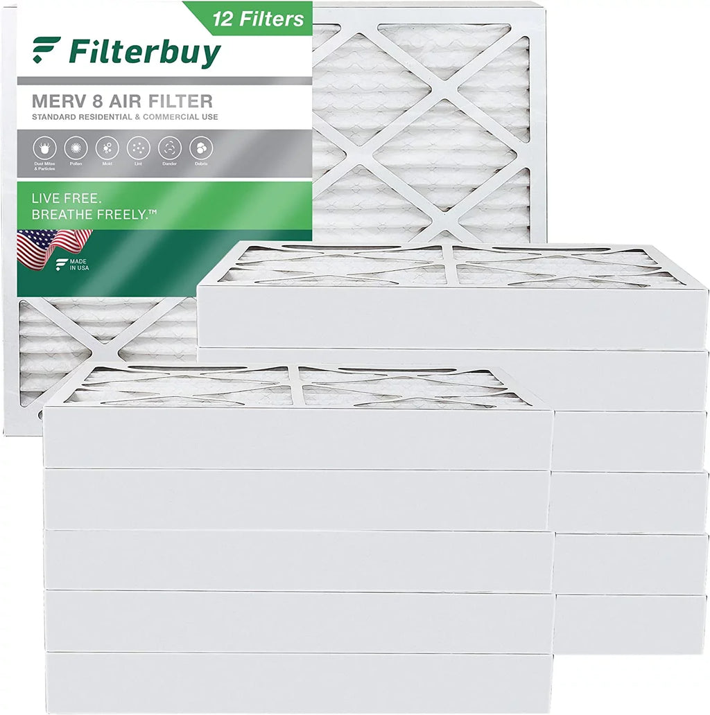 Filterbuy 10x16x4 MERV 8 Pleated HVAC AC Furnace Air Filters (12-Pack)