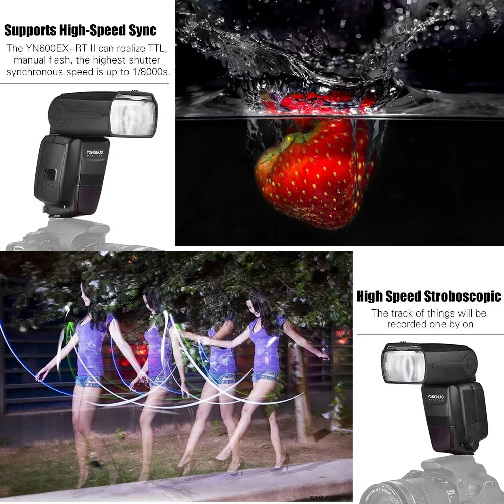 YONGNUO YN600EX-RT II Professional Creative TTL Master Flash Speedlite 2.4G Wireless 1/8000s HSS GN60 Support Auto/ Manual Zooming for  Camera as 600EX-RT YN6000 EX RT II