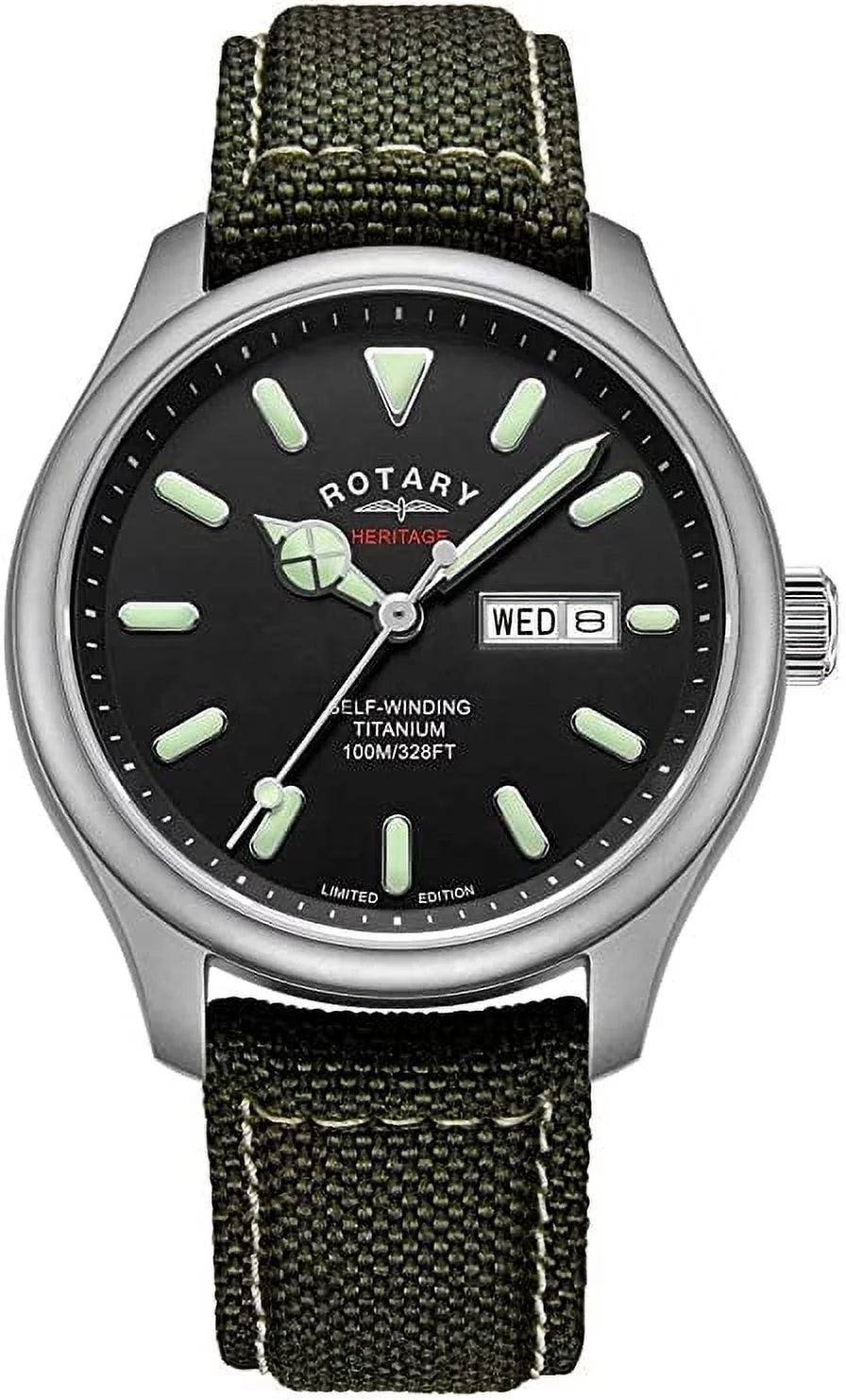 Rotary | Men's Heritage Automatic |Titanium Case | Khaki Strap | GS05249/04