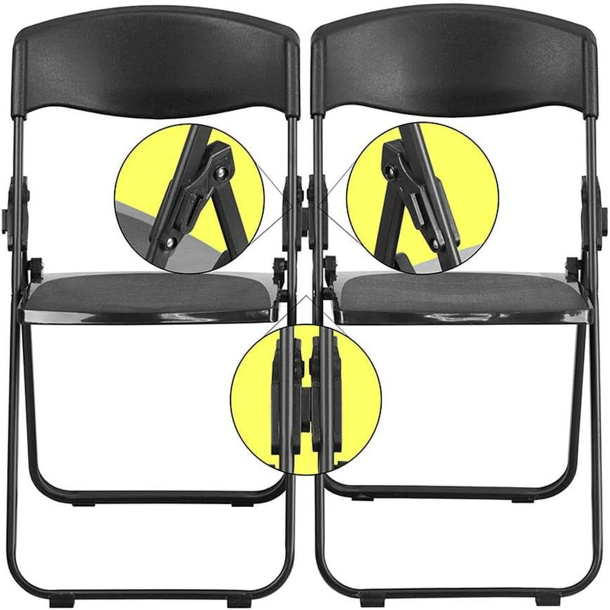 Capacity Heavy Duty Black Plastic Folding Chair With Built-In Ganging Brackets. HERCULES Series 500 Lb