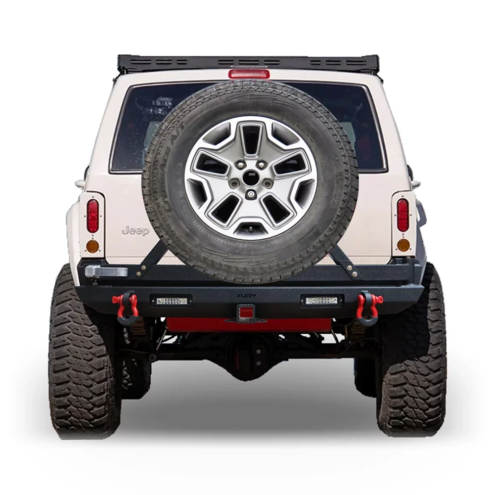 Ronghui For 1984-2001 Jeep Cherokee XJ Steel Rear Bumper W/Spare Tire Carrier & Lights
