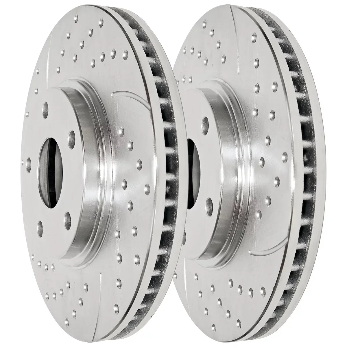 AutoShack Front and Rear Drilled Slotted Brake Rotors Silver and Ceramic Pads Kit Replacement for VW Routan 2012-2020 Dodge Grand Caravan Journey 2012-2016 Chrysler Town & Country 2013-2015 Ram C/V V6