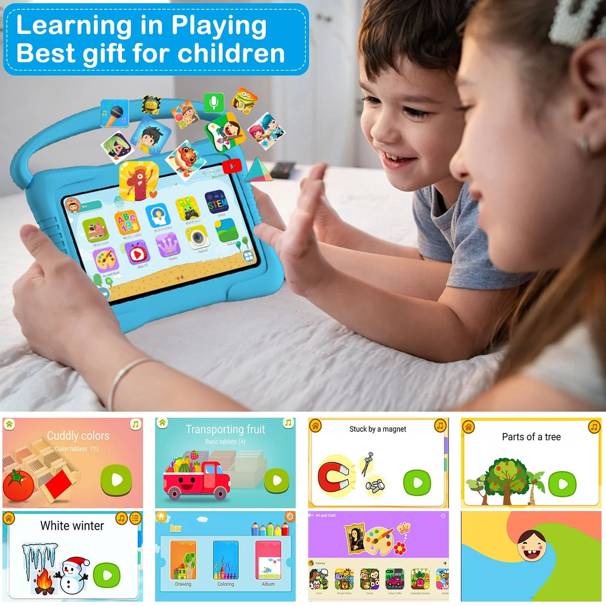 Antemper Kids Tablet,7 inch Tablet,32GB ROM Storage,Kids Learning Tablet,Toddler Android 11 Tablet with Bluetooth,Wifi,Parental Control,Dual Camera,Google Play,Youtube Netflix Hulu,Blue