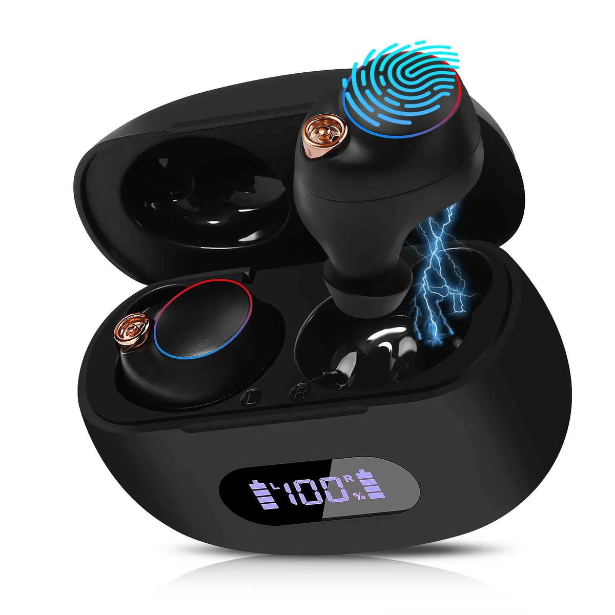 UrbanX True Wireless Bluetooth Earbuds + Charging Case, Black, Dual Connect, IPX5 moisture Resistance, Bluetooth 5.2 Connection, Balanced, Bass Boost appropriate with  K14 Plus