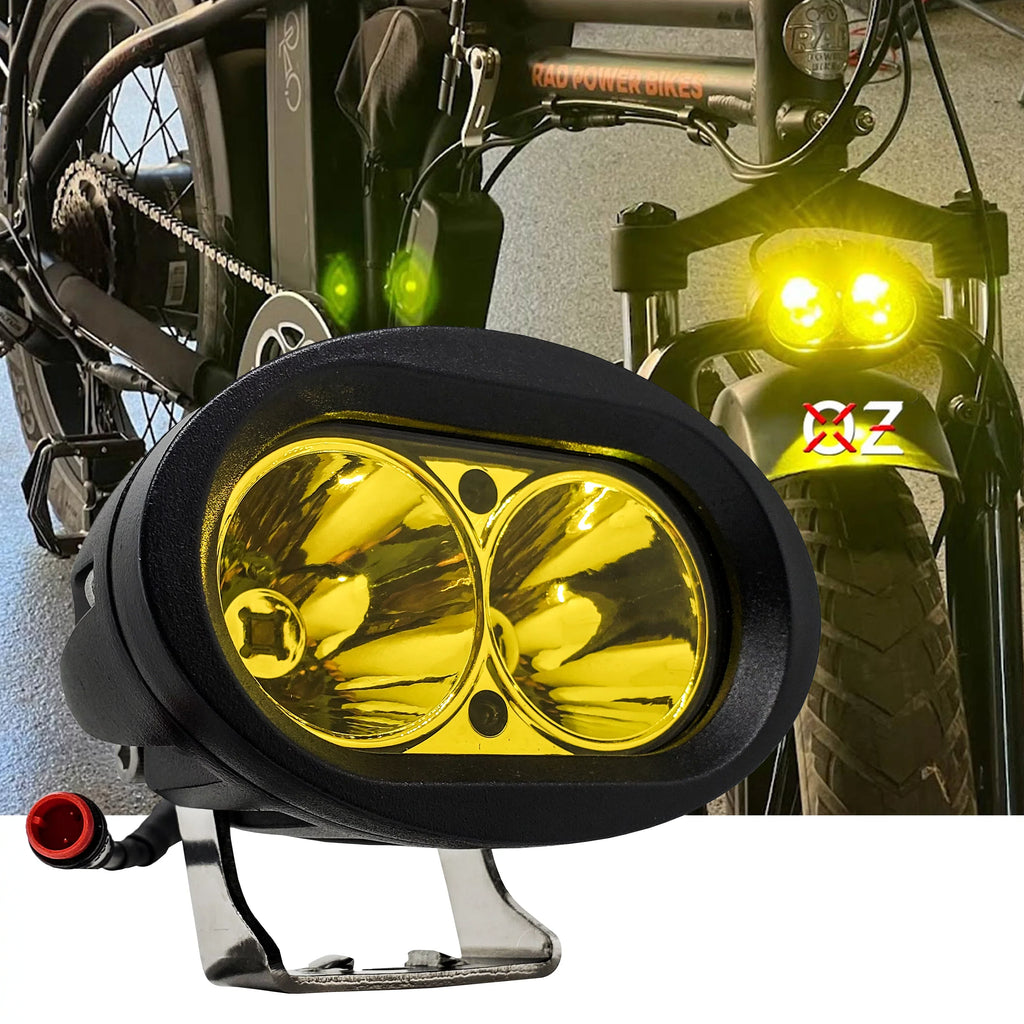 OZ-USA E-bike High Output LED Headlight Neon Yellow suitable with Vamoose Mammoth Rad Power Bikes RadMini RadRover RadExpand RadRunner