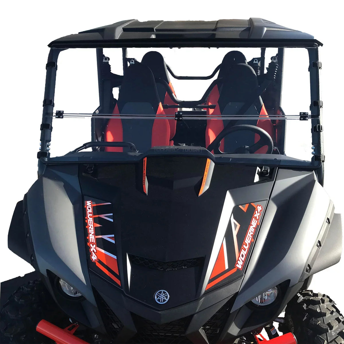 Made in America!. Clearly Tough Yamaha Wolverine X4 / X2 Full Folding Windshield (2020 and older) - SCRATCH impervious- Extreme Versatility! Premium polycarbonate w/Hard Coat