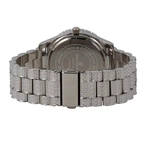 Iced Out Colourful Rainbow Flame Collection (ST10327CO-C SLV). Charles Raymond Iced Out Mens Color on Blast Watch Single or Combo Sets with Blinged Out Bracelets Set