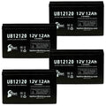 4x Pack - SEA-DOO SeaScooter GTI Battery Replacement - UB12120 Universal Sealed Lead Acid Battery (12V, 12Ah, 12000mAh, F1 Terminal, AGM, SLA) - Includes 8 F1 to F2 Terminal Adapters