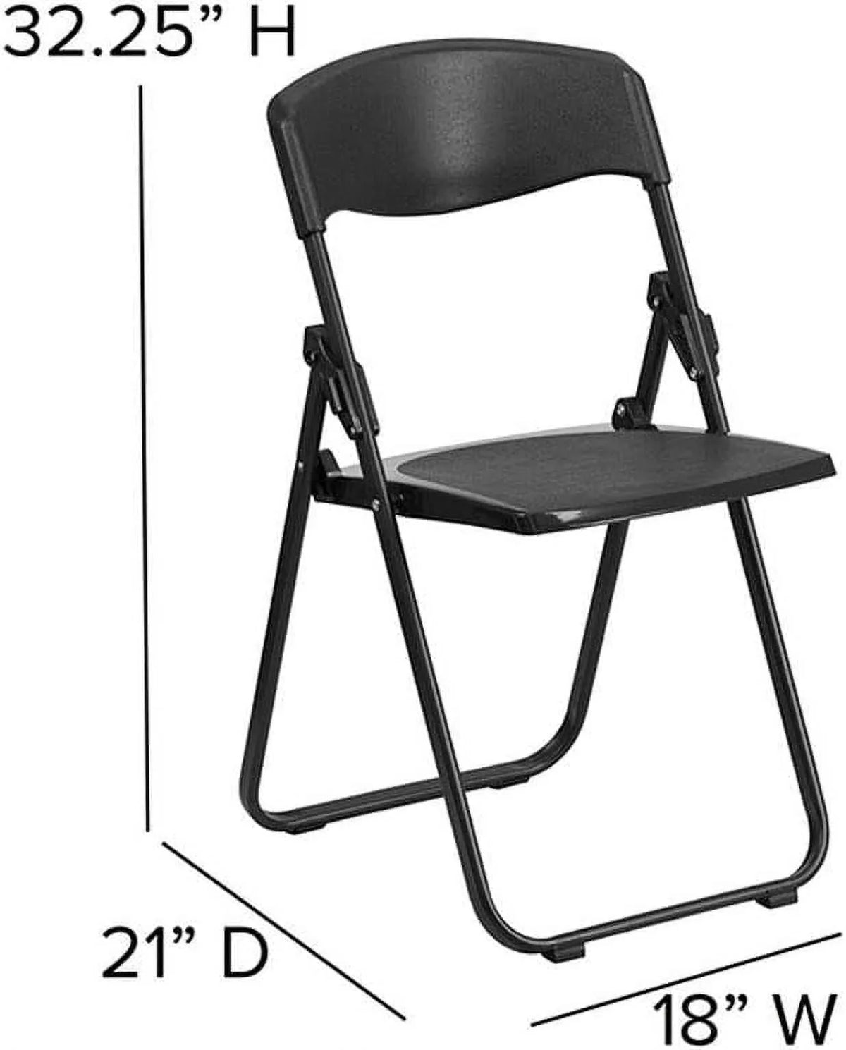 Capacity Heavy Duty Black Plastic Folding Chair With Built-In Ganging Brackets. HERCULES Series 500 Lb