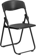 Capacity Heavy Duty Black Plastic Folding Chair With Built-In Ganging Brackets. HERCULES Series 500 Lb