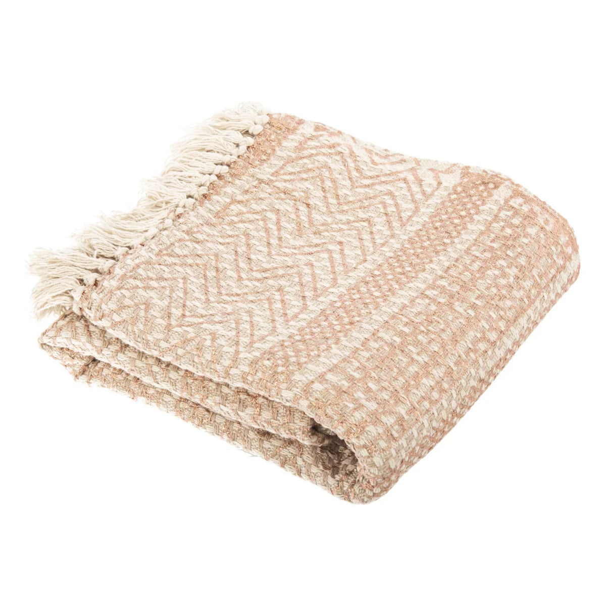 SAFAVIEH Becks Striped Throw with Fringe, 60" x 72", Beige/Copper