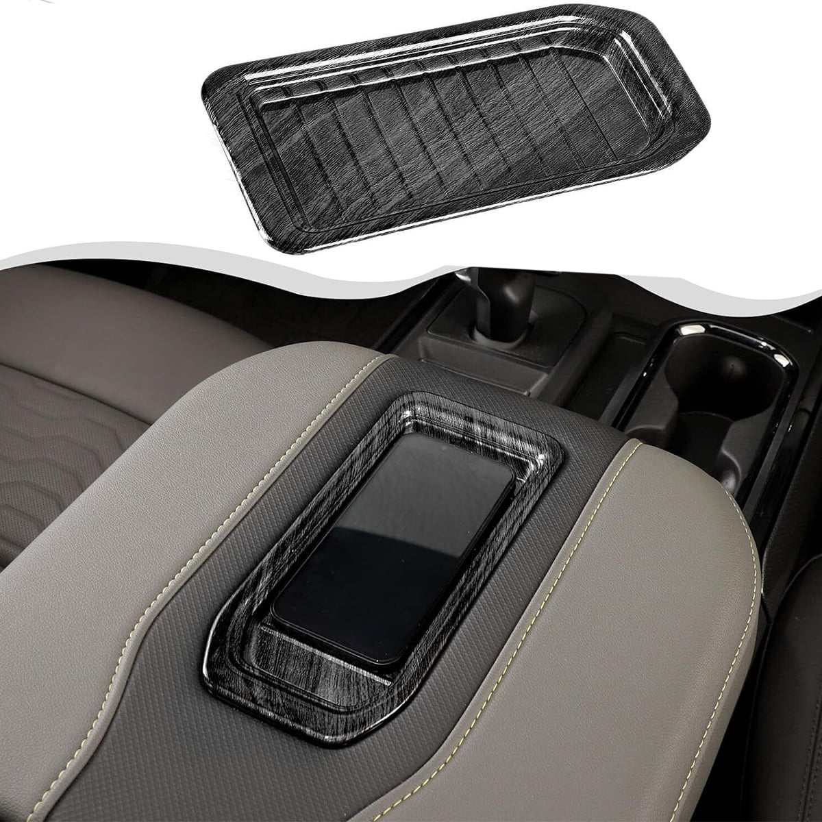 Center Armrest Storage Box Trim shield Fit For Chevy Silverado Suburban Tahoe SIERRA 2019 2020 2021 2022 Black Wood Grain