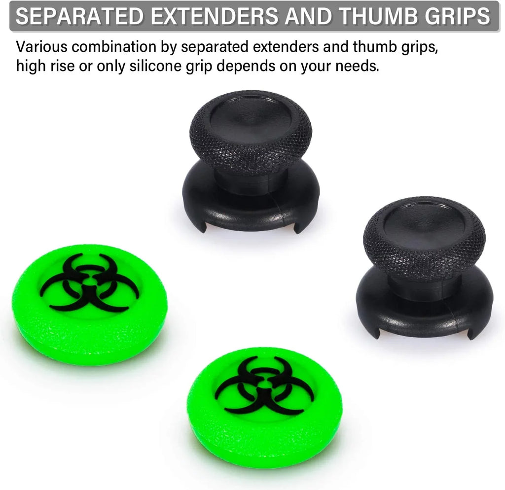 FPS Thumbstick Extender & 3D Texture Rubber Silicone Grip protector 2 Sets for Xbox Series X/S & Xbox One Controller(BioH Green) BOLT AXTION Bundle Like New