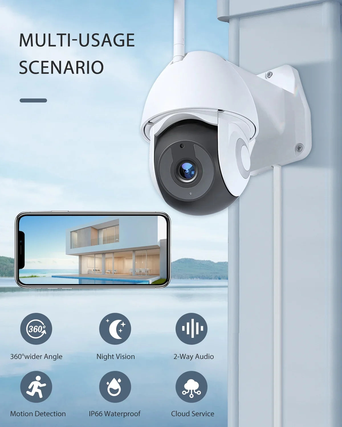 Victure FC920B Outdoo Floodlight Surveillance Cameras,IP55 Waterproof,Motion-Activated,Wifi Connection for Outdoor/Courtyard/Farm