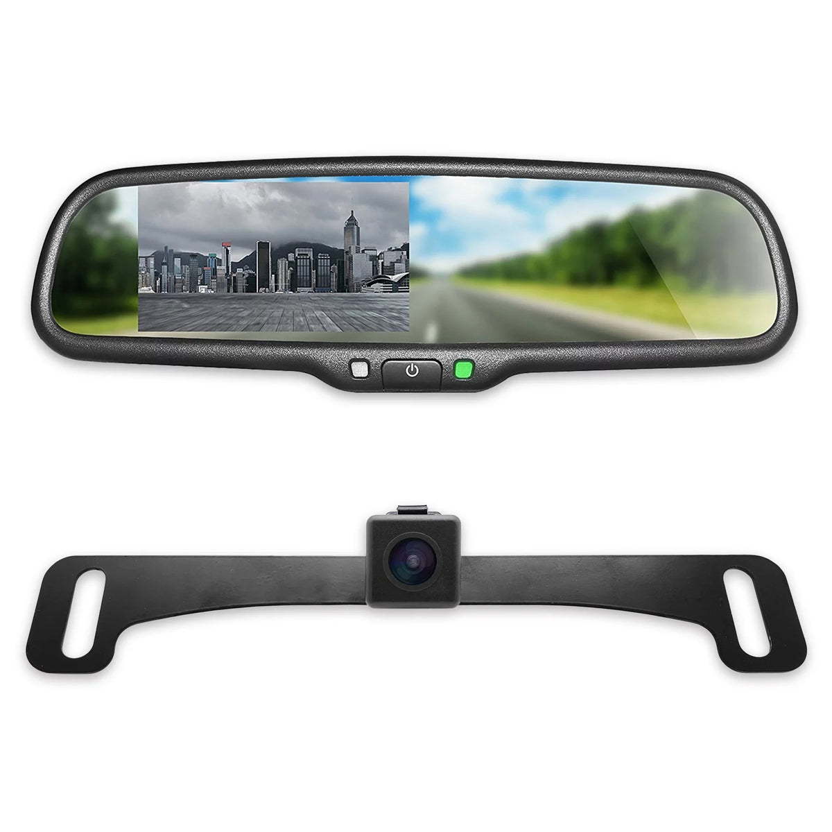 Master Tailgaters OEM Rear View Mirror with 4.3” LCD Screen + Waterproof 170° Backup Camera Kit - Universal Fit for Enhanced Car Safety