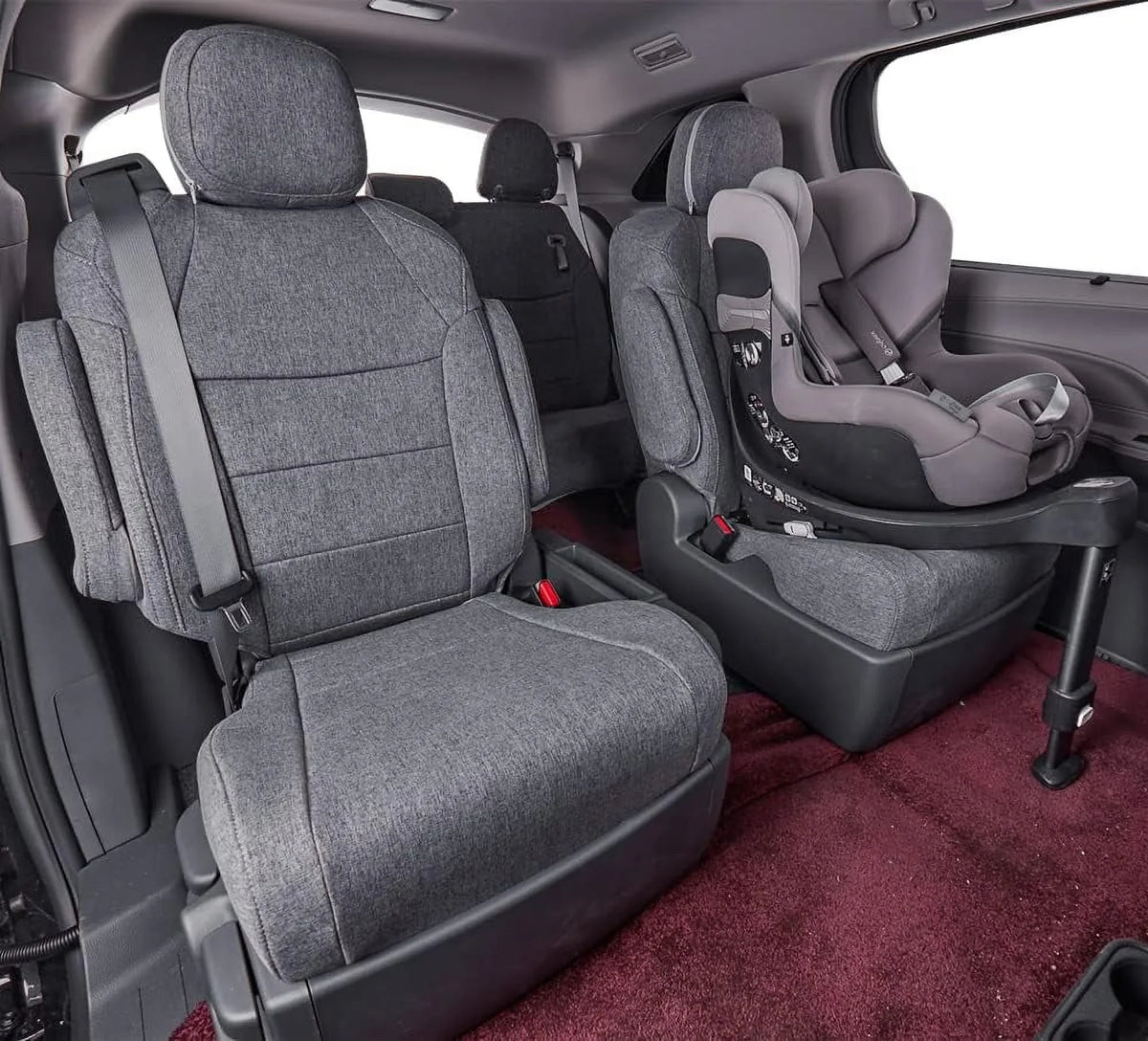 Coverdream Custom Fit Highlander Car Seat Covers for  Highlander 2014 2015 2016 2017 2018 2019 - Three Row,Second Row 40/60 Split,Polyester (Full Set,Gray)