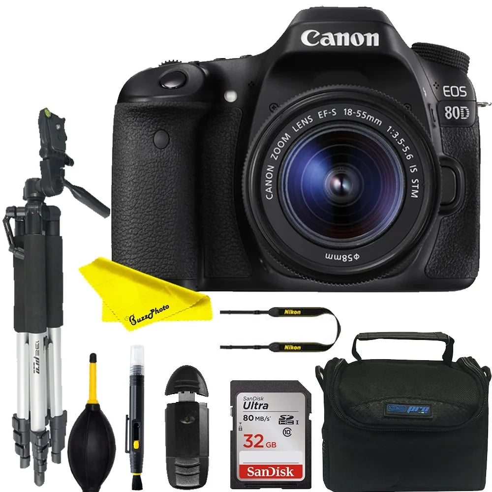 EOS 80D DSLR Camera Intermediate Bundle  with 18-55mm Lens+24.2MP APS-C CMOS sensor and DIGIC 6 image processor