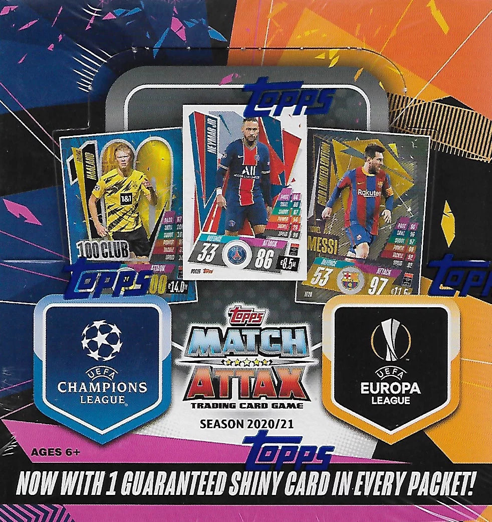 2020 2021 Topps Soccer UEFA Champions League Match Attax 30 Pack Display Box with Shiny Cards