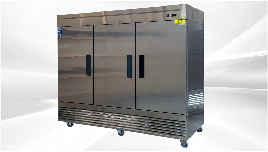 ft.. Commercial Upright Reach-In Three Door Refrigerator in Stainless Steel 64.8 Cu. 83 in