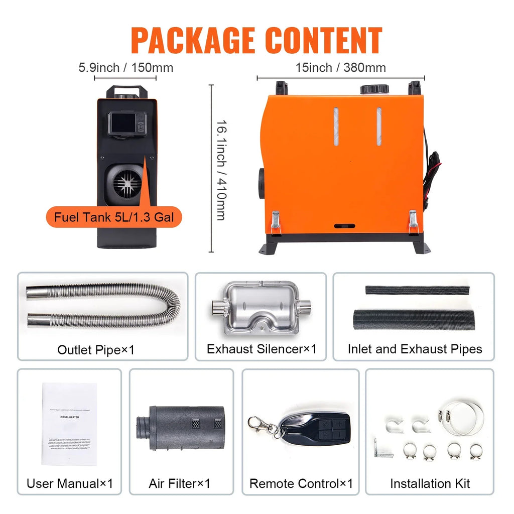 BENTISM 8 KW Diesel Air Heater, Bluetooth App Control All-on-one Diesel Heater with Automatic Altitude Adjustment, Remote Control and LCD, Portable Parking Heater for Home RV Trailer Camper Van craft