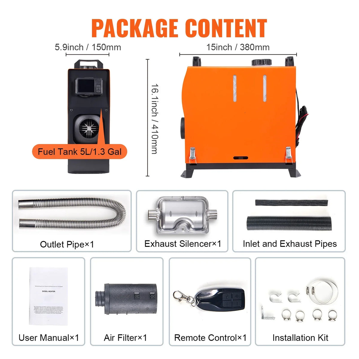 BENTISM 8 KW Diesel Air Heater, Bluetooth App Control All-on-one Diesel Heater with Automatic Altitude Adjustment, Remote Control and LCD, Portable Parking Heater for Home RV Trailer Camper Van craft