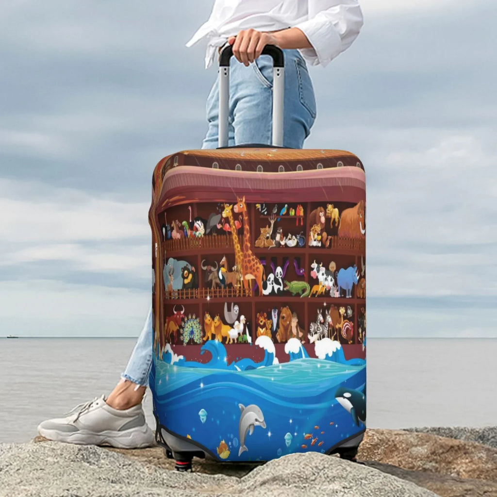 Junzan Animals On Noah'S Ark2 Print Washable Luggage wrap - Fashion Suitcase Protector Fits 18-32 Inch Luggage