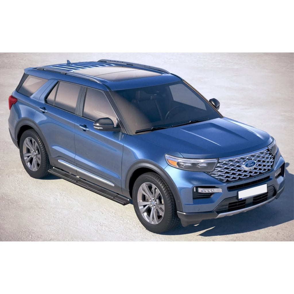 2020-2022  Explorer 4-Door SUV Carbon Steel + PE Step Area Black Finish OE Style Side Step Running Board-S Series