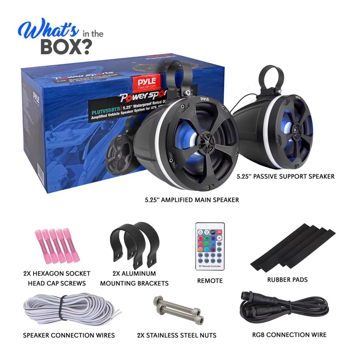 Pyle 5.25 In 1,000 Watt 2 Channel Waterproof Off Road craft and ATV Speakers
