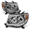AKKON - For  Tacoma Chrome Clear Dual Halo Ring DRL Daylight LED Projector Headlights Replacement Pair