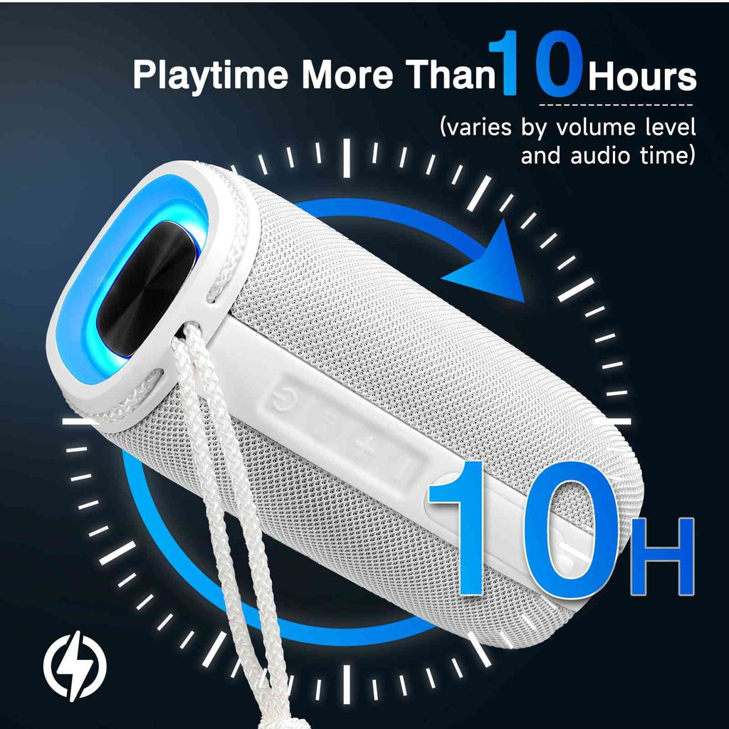 UrbanX Scorpio Series Bluetooth Speaker, IPX5 Waterproof Speakers 360° HD Surround Sound with Punchy Bass, True Wireless Pairing, BT5.3, Portable Speaker for  Q51 - White