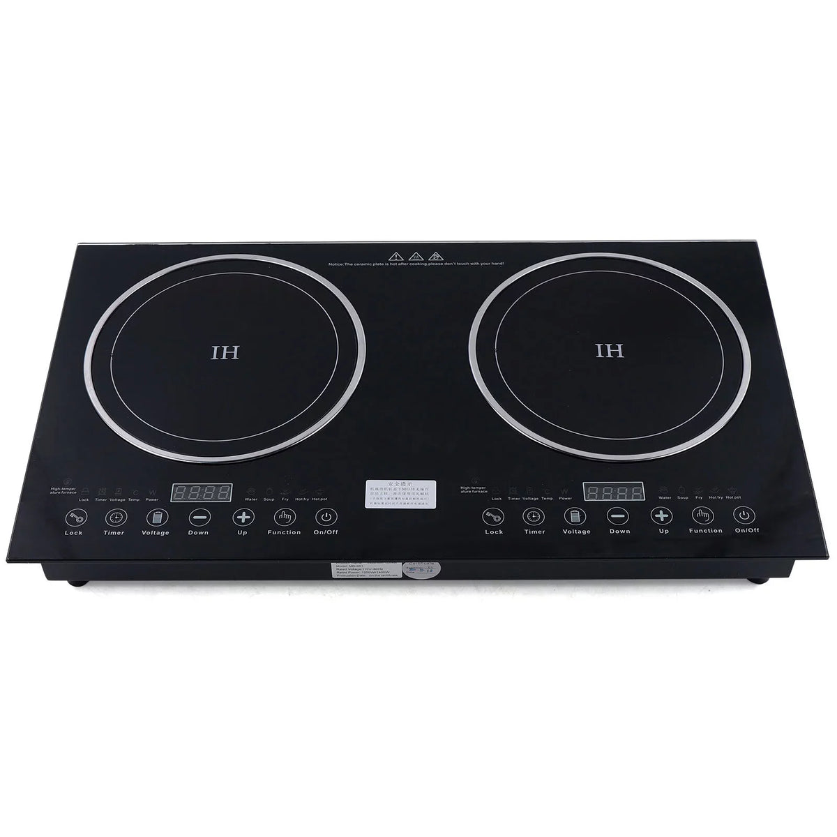 ANQIDI Portable Dual Cooktop 1200W Cooker+1400W Ceramic Cooker Countertop Burner Digital Touch Sensor Stove