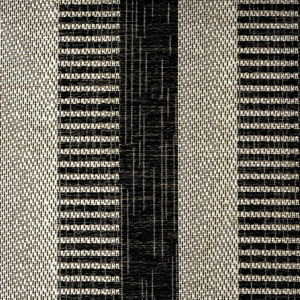 Nicole Miller New York Patio Country Charlotte Modern Striped Indoor/Outdoor Area Rug, Black/Grey, 5'2"x7'2"